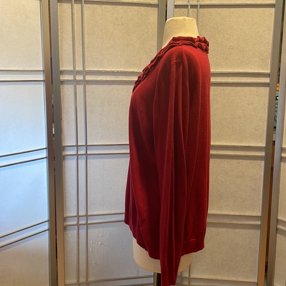 *Red Talbots V Neck Sweater With Ruffle Size 2XL Plus - Picture 5 of 9